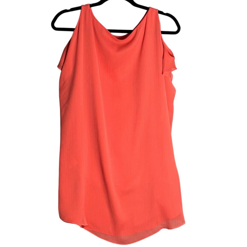 Alice + Olivia Sz M Cutout Cold Shoulder Top Salmon Lined Lightweight Flowy Tank - Picture 2 of 10